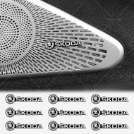 2/4/10pcs Car 3D Audio Label Aluminum Car Central Control Multimedia Badge Sticker for Skoda Octavia