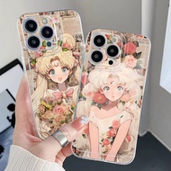 for POCO C65 C55 C40 M6 Pro 4G M4 M3 Pro 5G X6 X5 X4 X3 GT F3 Rose Sailor Moon Clear TPU Case Air Cushion Square Anti-Drop Cover