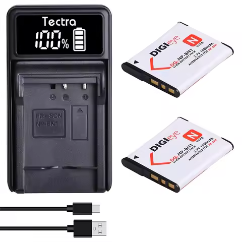 2Pcs NP-BN1 NPBN1 Battery + Charger Kit for Sony Cyber-Shot DSC QX10 QX100 DSC T99 T110 TF1 TX5 TX7 