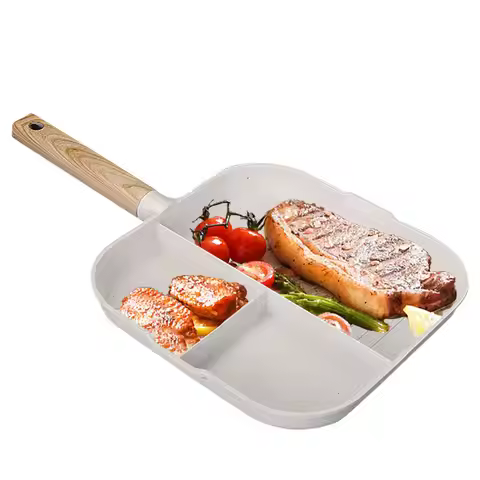 Large Nonstick Grill Pan Skillet Square 3 In1 Divided Egg Pan Breakfast Omelette Frying Pan Hamburge