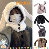 WEY Balaclava Caps, Long Ears Ear Protection Plush Bomber Hats, Cute Warm Beanie Caps
