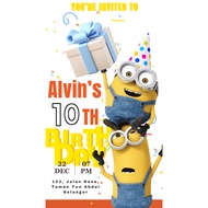 Birthday Invitation Digital Card | Birthday Ecard | Happy Birthday | Video | Modern | Kids | Minion 