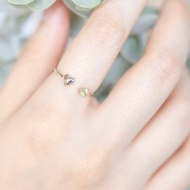 橄欖石925純銀愛心戒指 可調式戒指