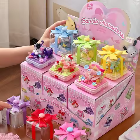 Sanrio Hellokitty Kuromi Pochacco Blind Box Acrylic Ring Box Anime Peripherals Model Bricks Ornament
