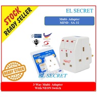 3 Way Multi- Adapter With NEON Switch - SA-32