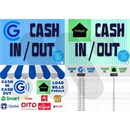 GCash & Maya Cash In / Cash Out Signage A4 Landscape | Laminated Payment Service Display Sign