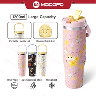 MODOFO 40oz Insulated Tumbler Thermos Bottle with Straw Aesthetic Tumbler Botol Air Tahan Sejuk Aqua