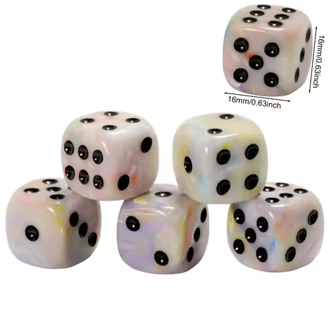 5pcs 16mm D6 Dice Entertainment Tabletop Game Dice for DND Role Playing Game, Multicolor Rounded Cor