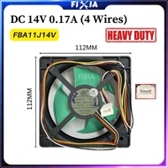 Heavy Duty DC14V 0.17A (4 Wires) 112*112*25mm FBA11J14V Refrigerator Axial Exhaust DC Fan Motor Cool