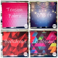 Tension Fabric Backdrop (20 designs) 8*8ft for livestream + virtual meetings + events + parties + ph