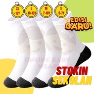 (3 Pairs) Project A+ School Socks (Black Bottom White Stocking) Stokin Sekolah 3 pasang kids school 