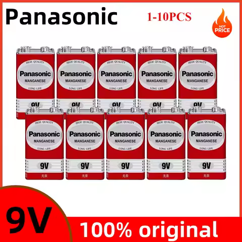 100% Original Panasonic 9V 6F22ND 6f22 Alkaline Battery for Alarm Wireless Microphone Mercury Free L