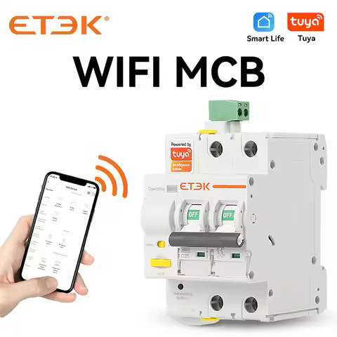 ETEK Tuya WIFI Smart Circuit Breaker MCB Smart Life Remote Control Short Circuit Protection Timed 2P