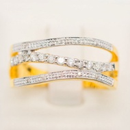 Happy Jewelry แหวนเพชรของแท้ แหวนแถว แหวนเต็มนิ้ว ทองแท้ 9k 37.5% ME628