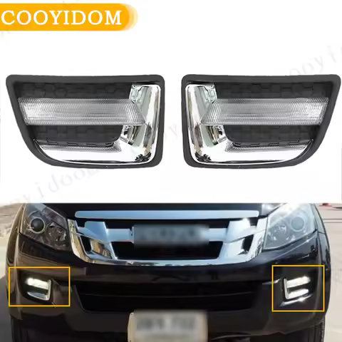 1 set LED DRL Daytime Running Lights fog light Fog Lamp Cover with turn signal light For ISUZU D-MAX