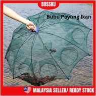 Bossku Fishing Trap Net Bubu Ikan Bubu Ketam Jaring Ikan Bubu Payung Jala Ikan Joran Pancing 手抛网鱼具