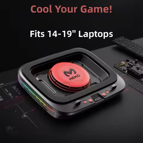 MEMO FL08 7 Angle Adjustable Notebook Powerful Fan Cooling Pad for 14-19'' Game Laptop Cooler Strong