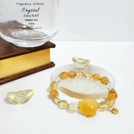 黃膠花龍龜/黃財神聚財咒設計手鍊/招財助事業/平衡情緒之水晶