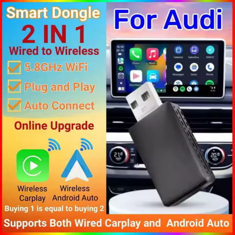 Smart Dongle 2in1 Wireless Android Auto Adapter Carplay For Audi A3 A4 A5 A6 A7 A8 Q3 Q4 Q5 Q6 Q7 Q8