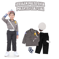 BAJU SETELAN POLISI ANAK LAKI LAKI PEREMPUAN COWOK CEWEK LENGAN PANJANG TANGAN PENDEK SEKOLAH TK SD 