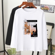 tshirt viral cotton cute T-shirt lengan panjang perempuan lelaki baju sleepless society grafik long sleeve tshi