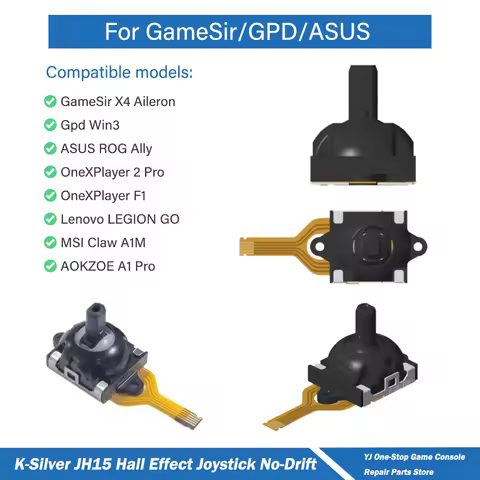 2pcs K-Silver JH15 Hall Effect Joystick for Asus ROG Ally Replacement 3D Analog Stick for GPD Win3 T