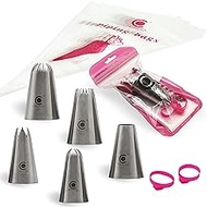 Cangool Icing Nozzle Large Set Pattern #1E #2D #2DZ #9FT #8A - Perfect Addition to Icing Bags with N