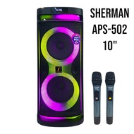 Sherman APS-502 ลำโพงปาร์ตี้ บลูทูธ เบสคู่ ขนาด 10 นิ้ว กำลังขับ 80W