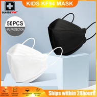 Suissewin 50PCS Kids KF94 Face Mask Korea 4ply Reusable Protective Unobstructed Breathing White KN95