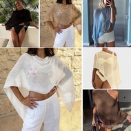 New stylish vacation pullover knitted sun protection top beach bikini cover-up V87Q