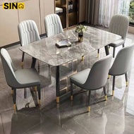 HH Rectangular Rock Plate Dining Table And Chair Combination Marble Negotiation Table