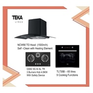 Teka NCW 90 T30 Self Cleaning Hood System (1500m3/h) + Hob GS82 3G AI AL TR (4.5KW) + Oven TL735 B (9 Cooking Functions)
