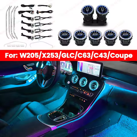 3/64 Colors Ambient Lights For Mercedes Benz W205 AMG C GLC Class Coupe C43 C63 X253 Air Vent Nozzle