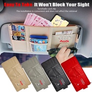 Car Multi-function Document Storage Holder Sun Visor Zipper Card Bag Auto Accessories For Audi Q7 Q8 A1 A3 8l A4 A5 A6 A7 R8 B5 B6 B7 B8