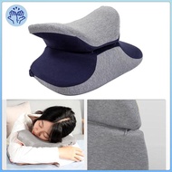 [Wishshopezxh] Travel Pillow Memory Foam Neck Pillow Support Pillow Portable Compact &amp; Dark Blue