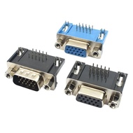 10pcs D-SUB HDR 15 Pin Type 8.89 DB15 Male Female VGA PCB Connector With Set Screw Plug Socket Adapt