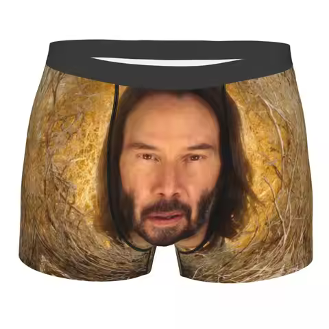 Custom Male Fashion Keanu Reeves Underwear Famous Actor John Wick Boxer Briefs Soft Shorts Panties U