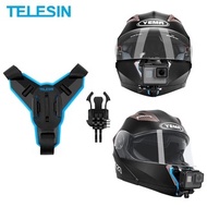Telesin Motorcycle Helmet Strap Mount Action Camera Front Chin Mount for GoPro Hero 10 9 8 7 6 5 DJI Osmo camera Accessories