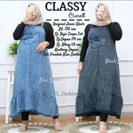 Rok Overall Jeans Super Jumbo - Baju Kodok Jumbo Wanita - Jumpsuit Jeans jumbo - Outer Jumbo - No In