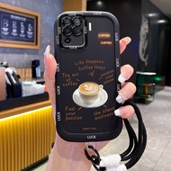 Case For OPPO A94 Reno 5F Reno5 F 5 Lite F19 Pro Phone Coffee Silicone Shockproof Strap