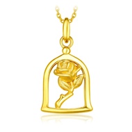 CHOW TAI FOOK Disney Princess 999 Pure Gold Pendant: Beauty &amp; The Beast - Rose in Glass R19686