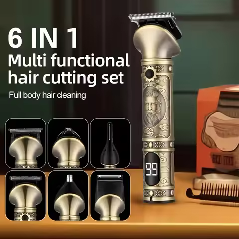 Hair Clippers and 6-in-1 Beard Trimmer Set for Men, Professional Cordless Hair Trimmer Barber Clippe