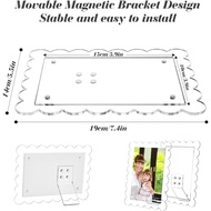 3 PACK 4 x 6 Picture Frame，Acrylic Clear Scalloped Photo Frame with Magnetic Holder for Vertical and