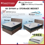 121 Storage/Divan Bed | Frame + 12" Mentous Cooling Mattress Bedset Package