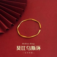 Möbiusband open bracelet gold color geometry Möbius strip Chow Tai Fook style adjustable bracelets