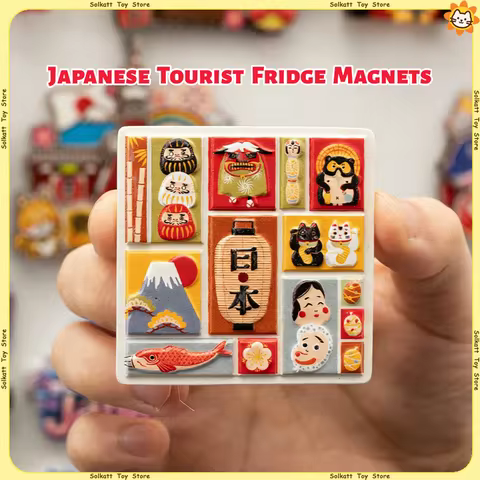 Japanese Tourist Fridge Magnets Cartoon Souvenir Takoyaki Izakaya Osaka Mount Fuji Japan Map Fushimi