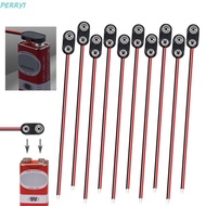 PERRY1 10Pcs Battery Holder Clip, I / T Type Cable Snap on Battery Clip Connector, Battery Holder Bl