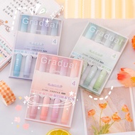 4pcs Gradient Color Highlighter Set Soft Head Marker Pen Creative Highlight Pens Art Student Station