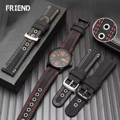8888Applicable to Citizen Eco-Drive Bm8475 Strap Hamilton Nylon Waterproof Canvas Watch Strap 22mm