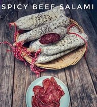 Salami saucisson cold cut 100% spicy Beef pepperoni dried sausage Sucuk ไส้กรอกเนื้อ